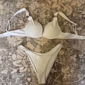 White Textured Bikini Set